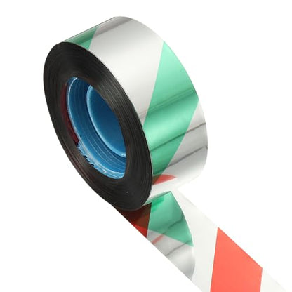 MECCANIXITY 328ft Long 1" Wide Green/Silver Dual Side Reflective Holographic Flash Bird Scare Tape Ribbon to Keep Birds Away, Hang Tie on Garden Farm Orchards Balcony Patio Yard Fence - color: Green Silver, size: 328ft x 0.94in