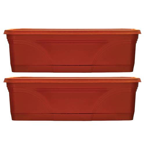 Southern Patio Medallion Windowsill Box Planter, Terracotta, 36 in, 2-Pack