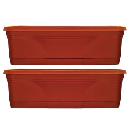 Southern Patio Medallion Windowsill Box Planter, Terracotta, 36 in, 2-Pack