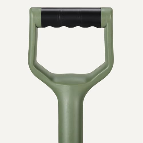 Amazon Basics Gardening Shovel for Digging and Edging, Flat Spade, D-Handle, 47 Inch, Black/Olive