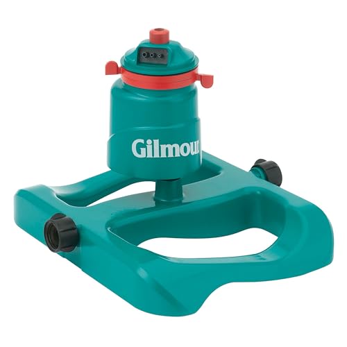 Gilmour Medium Duty Circular Swivel Water Sprinkler with Sled Base, Rotating Sprinkler Head with Adjustable Spray Pattern, Lawn Sprinkler for Large Area Coverage