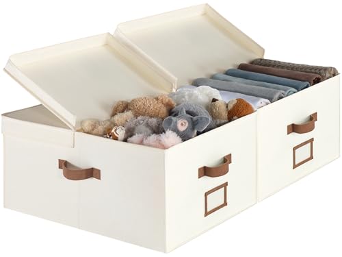 StorageWorks Large Decorative Storage Boxes with Lids, Oatmeal Beige - color: Oatmeal Beige, size: Jumbo