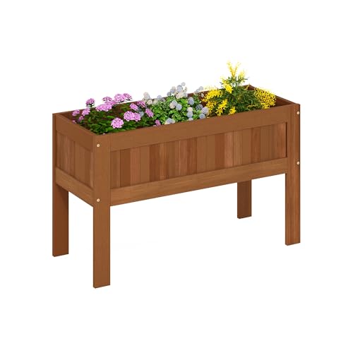 Furinno TIOMAN Planter Box, Outdoor Elevated Standing Planter Box, Raised Garden Bed with Legs, Outdoor, Indoor, Garden, Patio, Balcony, Natural - size: Raised Garden Bed