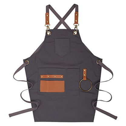 NEOVIVA Work Apron for Kid Boys with Pockets,Canvas Tool Apron for Kids - color: Dark Grey