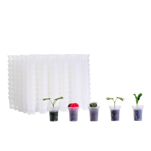 300 Pack 1.80 Inch Tiny Clear Plastic Nursery and Seedling Pot, Mini Transplant Seed Starter Planter with Drain Hole for Germination, Herb, Succulent