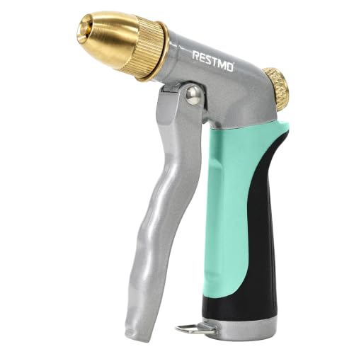 RESTMO Metal Water Hose Nozzle, High Pressure Garden Sprayer, Cyan - color: Cyan