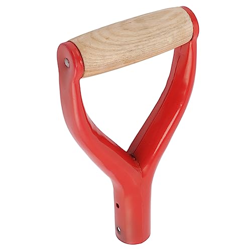Shovel D Grip Handle, 1.22in ID Reusable Spade Handle D Grip Handle Shovel Replacement Handle with Wooden Grip, Metal Shovel Replacement Handle for Garden Digging Raking Tool (Red) - color: Red