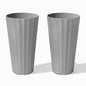 Veradek Column Series Tall Planter - Tapered Outdoor Planter with Shelf - color: Gray, style: Wide Groove - 2 Pack