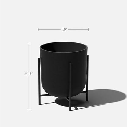 Veradek Mason Series Raised Lima Planter - Round Planter with Stand - color: Black, size: 15 inch - 2 Pack