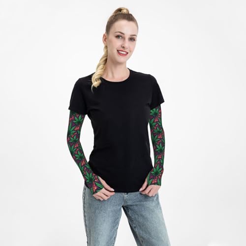 Marijuana Arm Sleeves Cannabis Weed Gardening Sleeves for Women Men - color: Marijuana 068