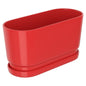 13" Rectangular Ceramic Planter with Drainage and Saucer, Red - color: Red, size: Large