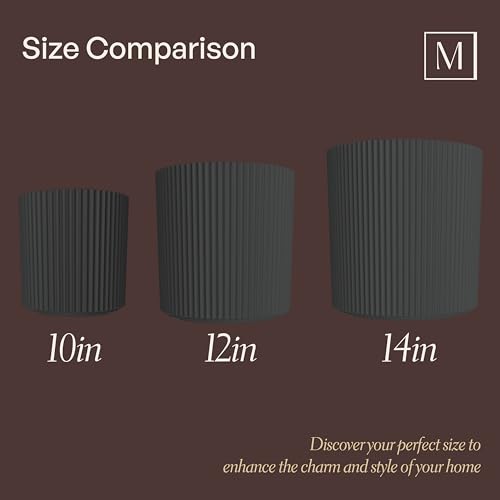 Mayne Haven 12in Round Fluted Modern Planter, Black - color: Black, size: 12in