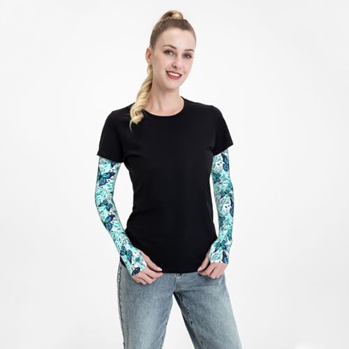 Women Sun Protection Thorn Proof Cooling Sleeves Sports Outdoors - color: Black32