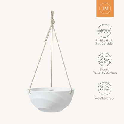 La Jolie Maison Self-Watering Indoor Hanging Planters, Set of 2,10 Inch - color: Eggshell White