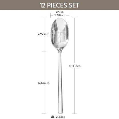 KINGSTONE 12 Piece Dinner Spoons Set, Stainless Steel Spoons - size: 12-Piece, style: Dinner Spoons