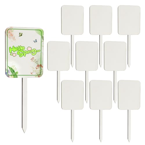 AUEAR, 10 Pack Sublimation Plant Label Stakes Tree Tags MDF Garden Markers for Outdoor Signs 4 x 1.5 Inch - color: 4 X 1.5 Inch