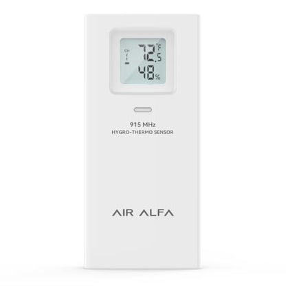 Wireless Thermo-Hygro Sensor for Weather Station, 915MHz Outdoor Temperature and Humidity Replacement Sensor, Supports Up to 7 Channels, Additional Sensor for Compatible Weather Console