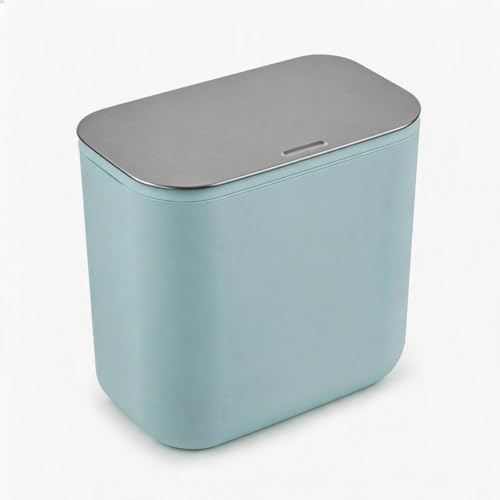 1.8 Gallon/7L Hanging Trash Can, Under Sink Compost Small Trash Bin with Stainless Steel Lid for Kitchen Cabinet Door, Food Waste Container for Kitchen RV Bathroom Office, Green - color: Green, size: 1.8 Gallon/7L