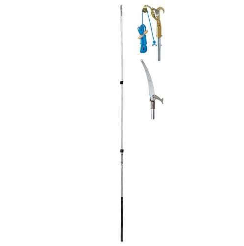 Jameson 16 ft Telescoping Pole Pruner & Saw Kit, Aluminum Extension Pole 85–192 in, Includes 1.25 in Tree Pruner & 13 in Tri-Cut Pole Saw, Double Lock System