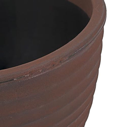 Sunnydaze Ribbed 13'' Plastic Planter Pot for Plants, Sable, 4pk - size: 13 in
