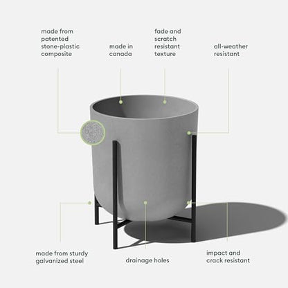 Veradek Mason Series Raised Lima Planter - Round Planter with Stand - color: Gray, size: 15 inch - 2 Pack