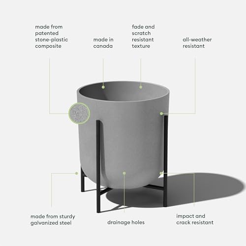 Veradek Mason Series Raised Lima Planter - Round Planter with Stand - color: Gray, size: 15 inch