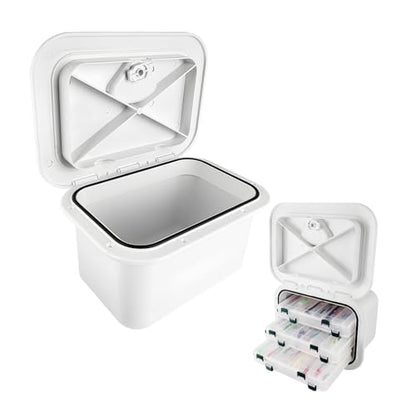 Marine Deck Access Hatch 10.63"×14.76" White/Black Rectangle Boat Hatch & Lid,Boat Deck Hatch Lids - color: white, size: 270-375BOX