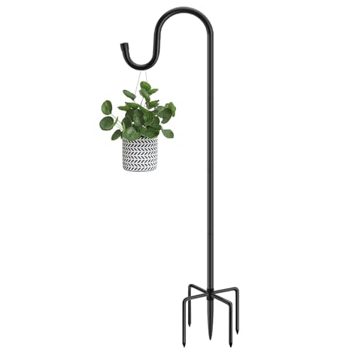 ANIDEER 48" Shepherds Hooks for Outdoor, Heavy Duty Garden Bird Feeder Pole for Hanging Bird Feeder, Plant Baskets, Solar Light Lanterns, Outdoor Plant Hanger Hook with 5 Base Prongs,1 Packs - size: 48 Inch