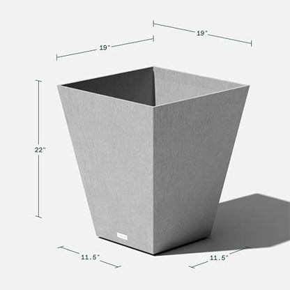 Veradek Pure Series Nobleton Planter - Tapered Square Outdoor Planter - color: Gray, size: 22 inch