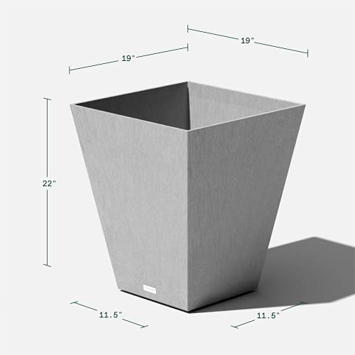 Veradek Pure Series Nobleton Planter - Tapered Square Outdoor Planter - color: Gray, size: 22 inch - 2 Pack