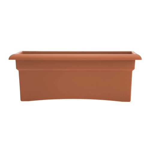 Bloem Veranda 26" Plastic Rectangular Deck Box Planter - UV-Resistant, Indoor/Outdoor, Terra Cotta, 2-Pack