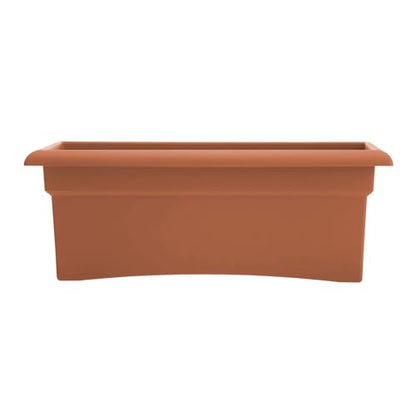 Bloem Veranda 26" Plastic Rectangular Deck Box Planter - UV-Resistant, Indoor/Outdoor, Terra Cotta, 2-Pack