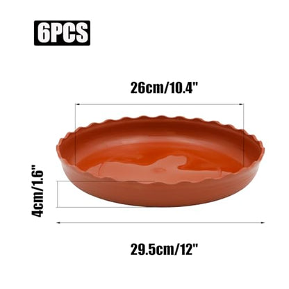 6 Pack Wave Plant Saucer 10 inch, Terracotta Plastic Tray for Pots - color: Terracotta, size: 10"