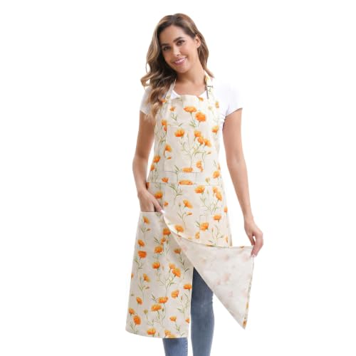Nanxson Pottery Apron Split Leg with 3 Pockets & Adjustable Buckle - color: Yellow Flower
