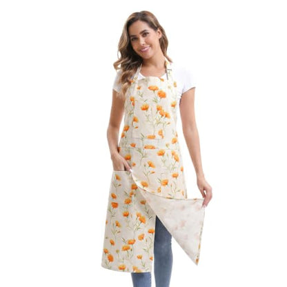 Nanxson Pottery Apron Split Leg with 3 Pockets & Adjustable Buckle - color: Yellow Flower
