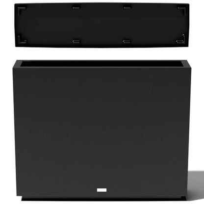 Veradek Block Series Span Planter & Drip Tray - Rectangular Outdoor Planter - color: Black, size: Medium - with saucer