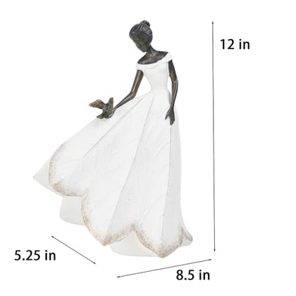 Guichifun Fairy Statue, White, 8.5 x 5.25 x 12 Inch - color: White-bird, size: Large