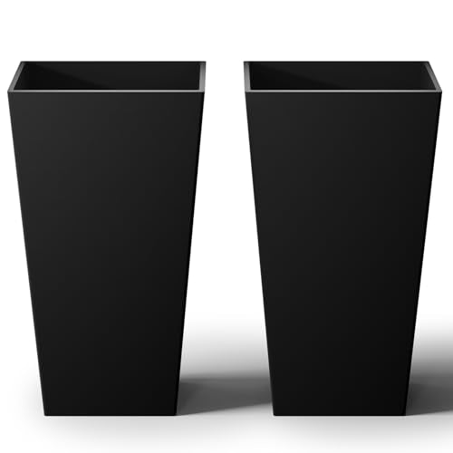 SnugNiture Taper Tall Planters 30 Inch Set of 2, Large Planter for Indoor Outdoor Plants, Modern Flower Pot Containers Large Decorative Tree Planter, Black - color: Black