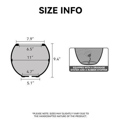 Kante Small Round Sphere Charcoal Concrete Planter 11" Dia, Outdoor - color: Charcoal, size: 11"w x 9.4"h