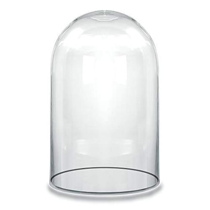 CYS EXCEL Dome Glass Cloche (H:10.5" D:6") | Multiple Size Choices Decorative Showcase Display For Antique Collectibles | Bell Jar Terrarium & Dessert Cover - size: H-9.8" D-5.75"