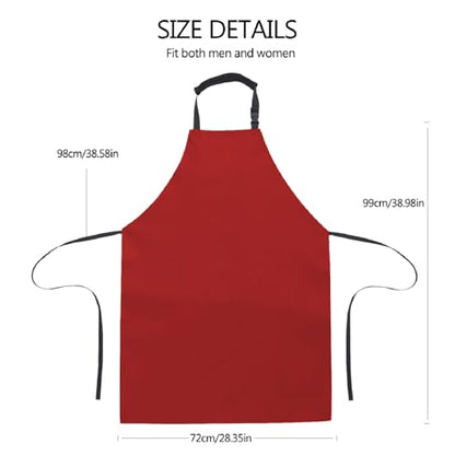 Homsolver 2 Pack Waterproof Dishwasher Rubber Adjustable Apron for Unisex - color: Red