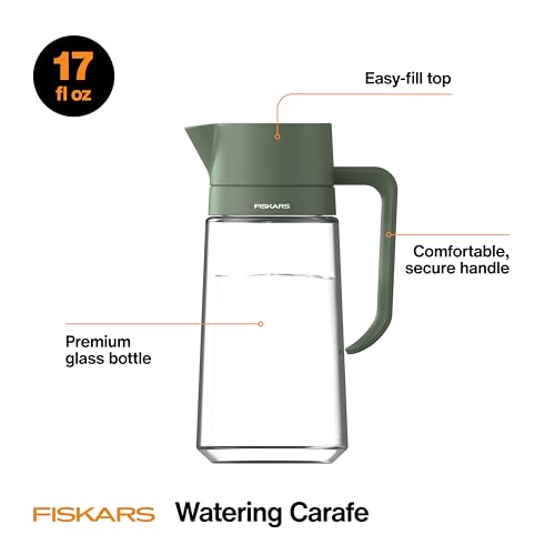 Fiskars 17oz Glass Watering Can for Indoor Plants, Easy Fill Top, Clear - size: Carafe
