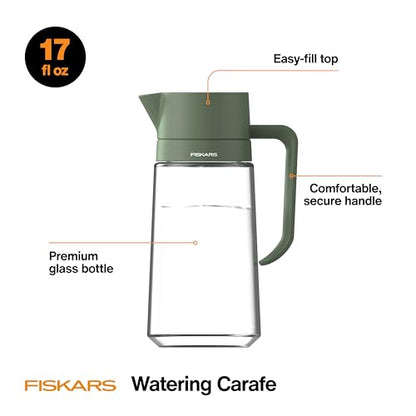 Fiskars 17oz Glass Watering Can for Indoor Plants, Easy Fill Top, Clear - size: Carafe