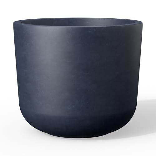Kante Small Round Capsule Charcoal Concrete Planter 9" Dia, Outdoor - color: Charcoal, size: 9.0"Dia (Single)