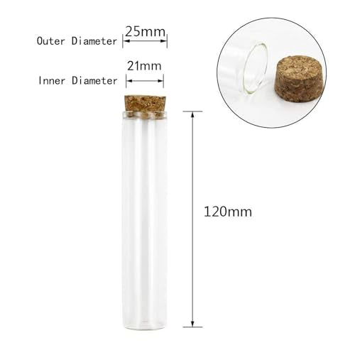 18pcs Glass Test Tubes with Cork Stoppers 25x120mm Flat Bottom