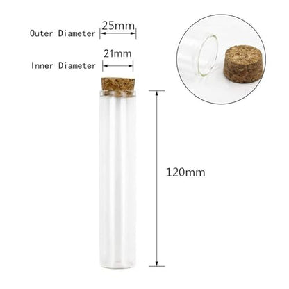18pcs Glass Test Tubes with Cork Stoppers 25x120mm Flat Bottom