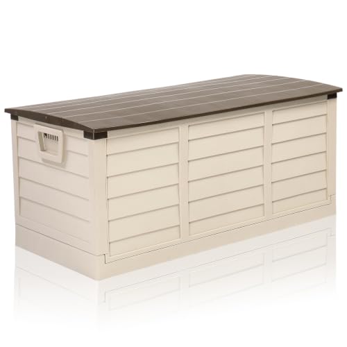 VINGLI 75 Gallon Collapsible Outdoor Storage Box, Brown - color: Brown