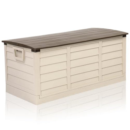 VINGLI 75 Gallon Collapsible Outdoor Storage Box, Brown - color: Brown