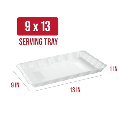 White Plastic Serving Trays - Serving Platters Rectangle 9X13 8 pack - color: White