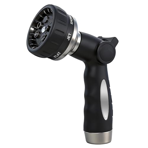 LAWN SOCIAL Metal Garden Hose Nozzle, High Pressure - color: Black